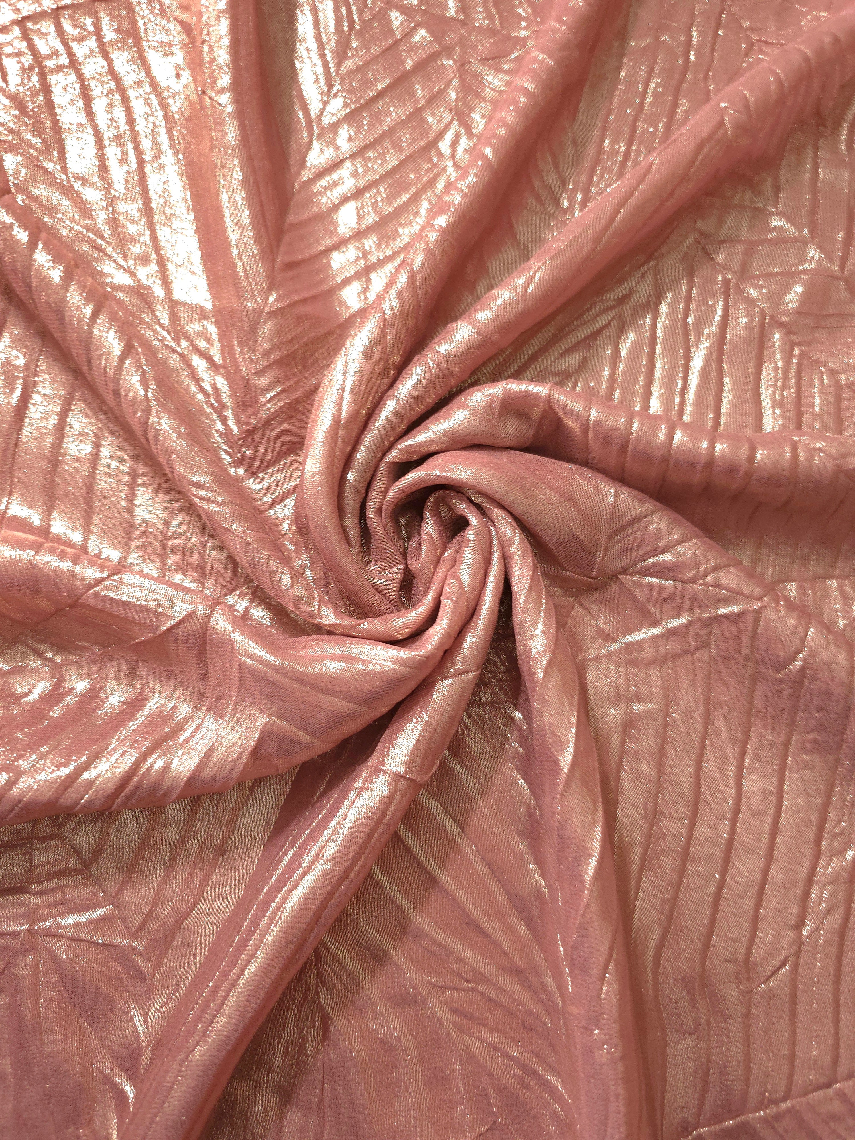 Rose Taupe shimmer plissé shown in a broad view, making the pleat pattern and visual rhythm clear for blouses, skirts and fashion-forward layering pieces.