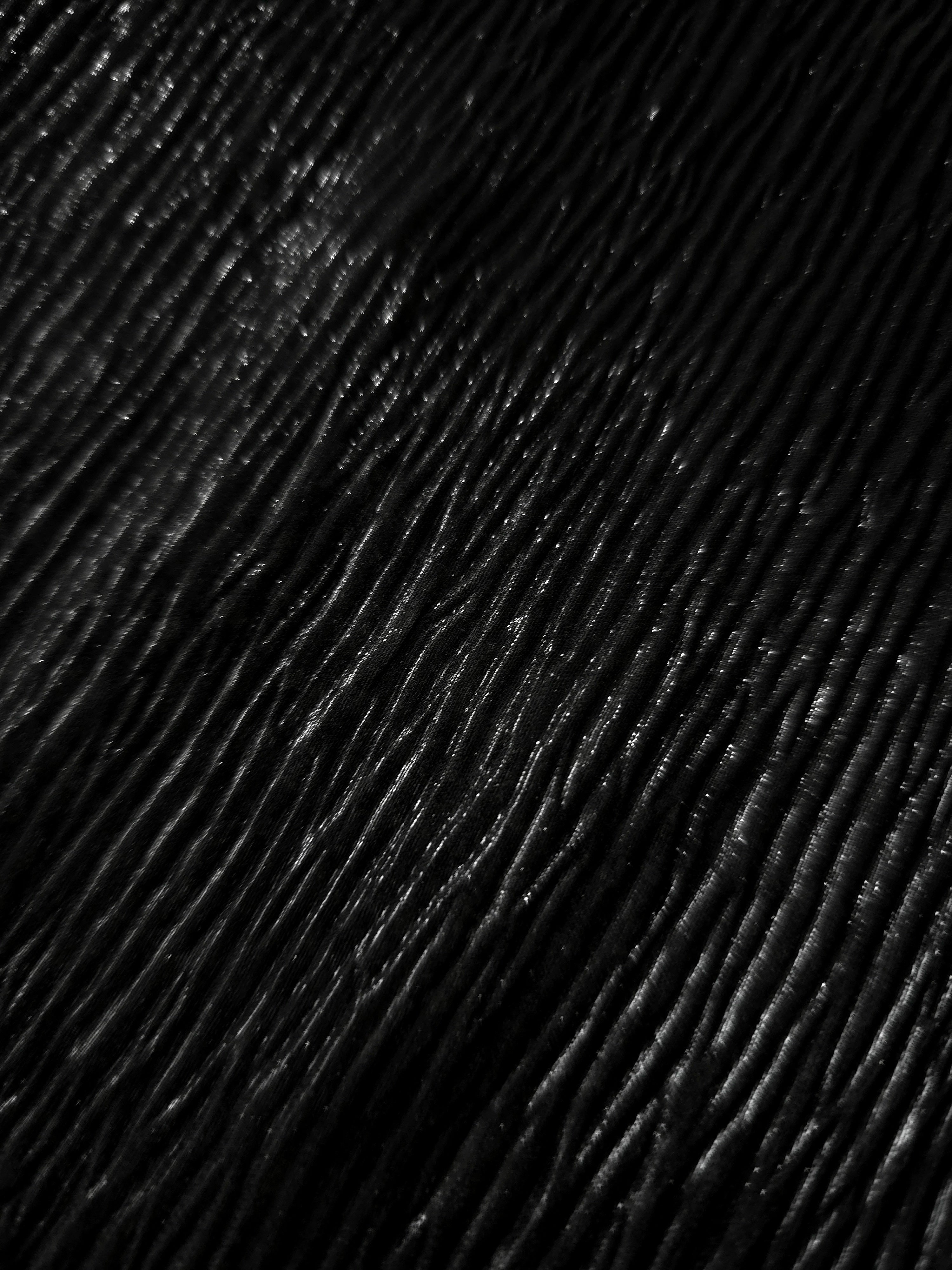 Soft drape of Jet Black textured shimmer plissé reveals dimensional folds and shifting reflection for formal tops and draped skirt designs.