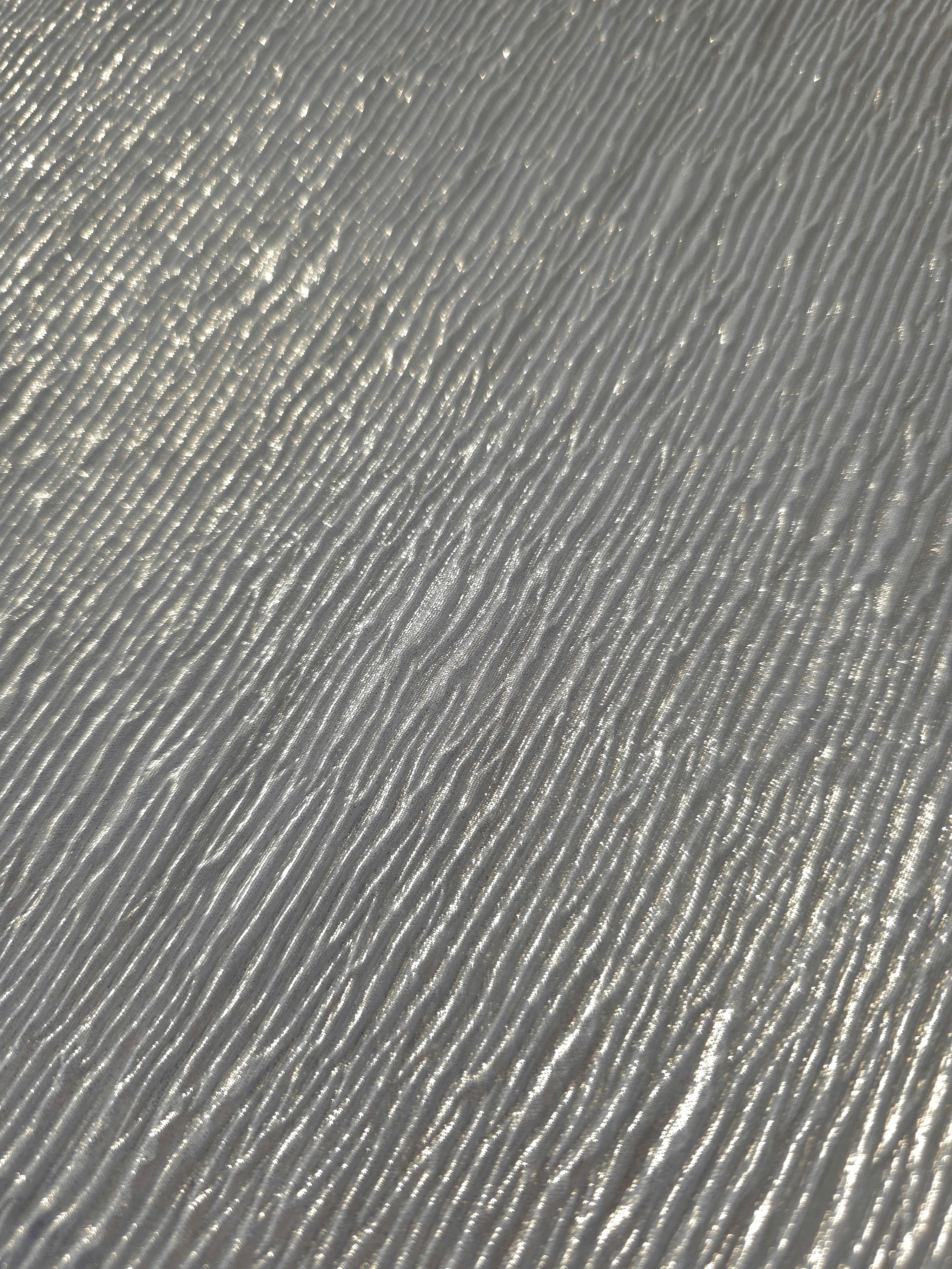 Pewter Gray fine mini-plissé fabric in close detail, revealing the fine shimmer and dimensional pleat structure suited to bodice accents and fashion-forward blouses.
