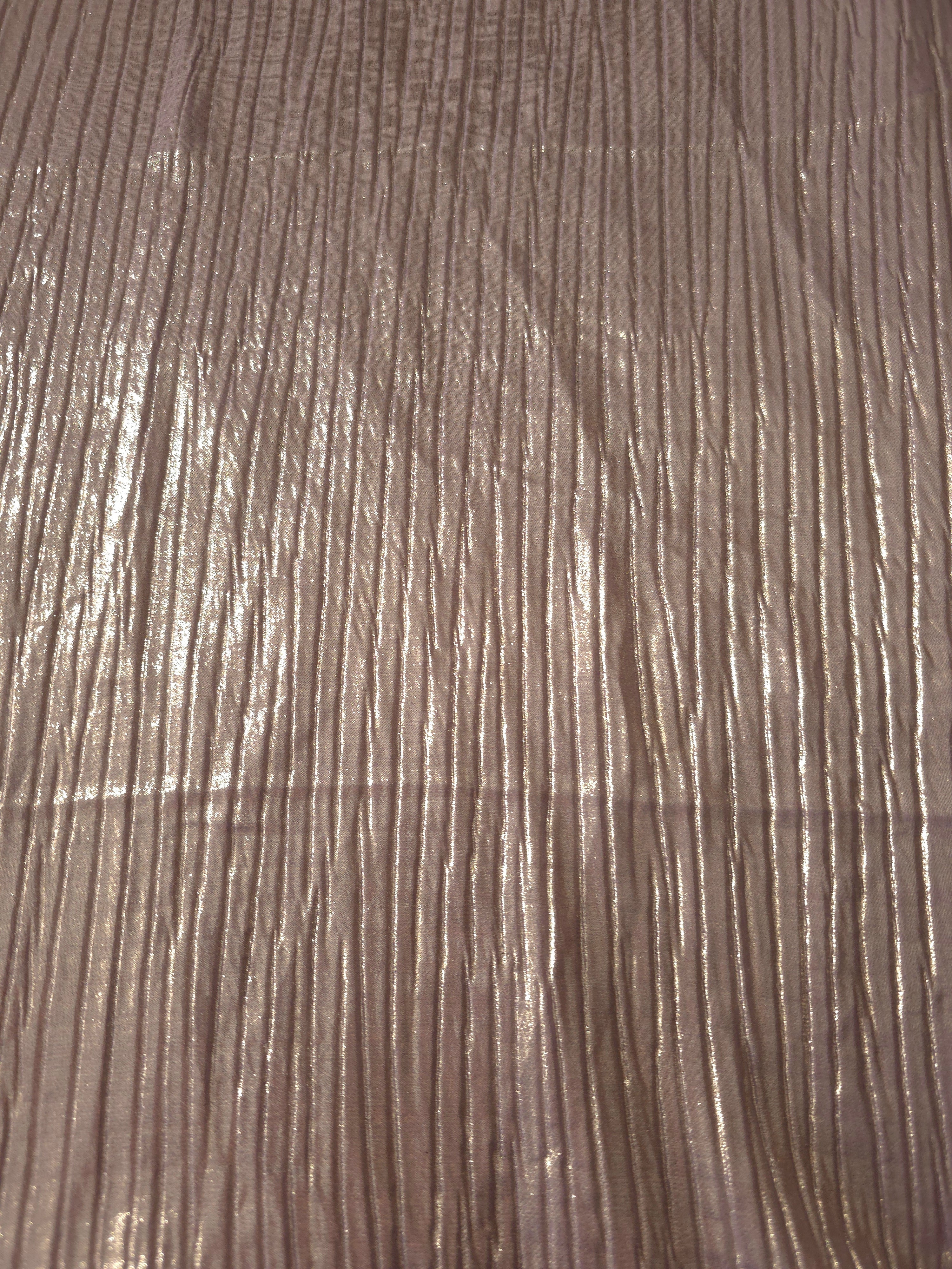 Surface detail of Lavender Taupe classic plissé shimmer fabric showcases regular pleated texture for evening clutches, garment accents and special-occasion pieces.