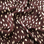 Bambi deer print Turkish rayon viscose jacquard fabric on chocolate brown base