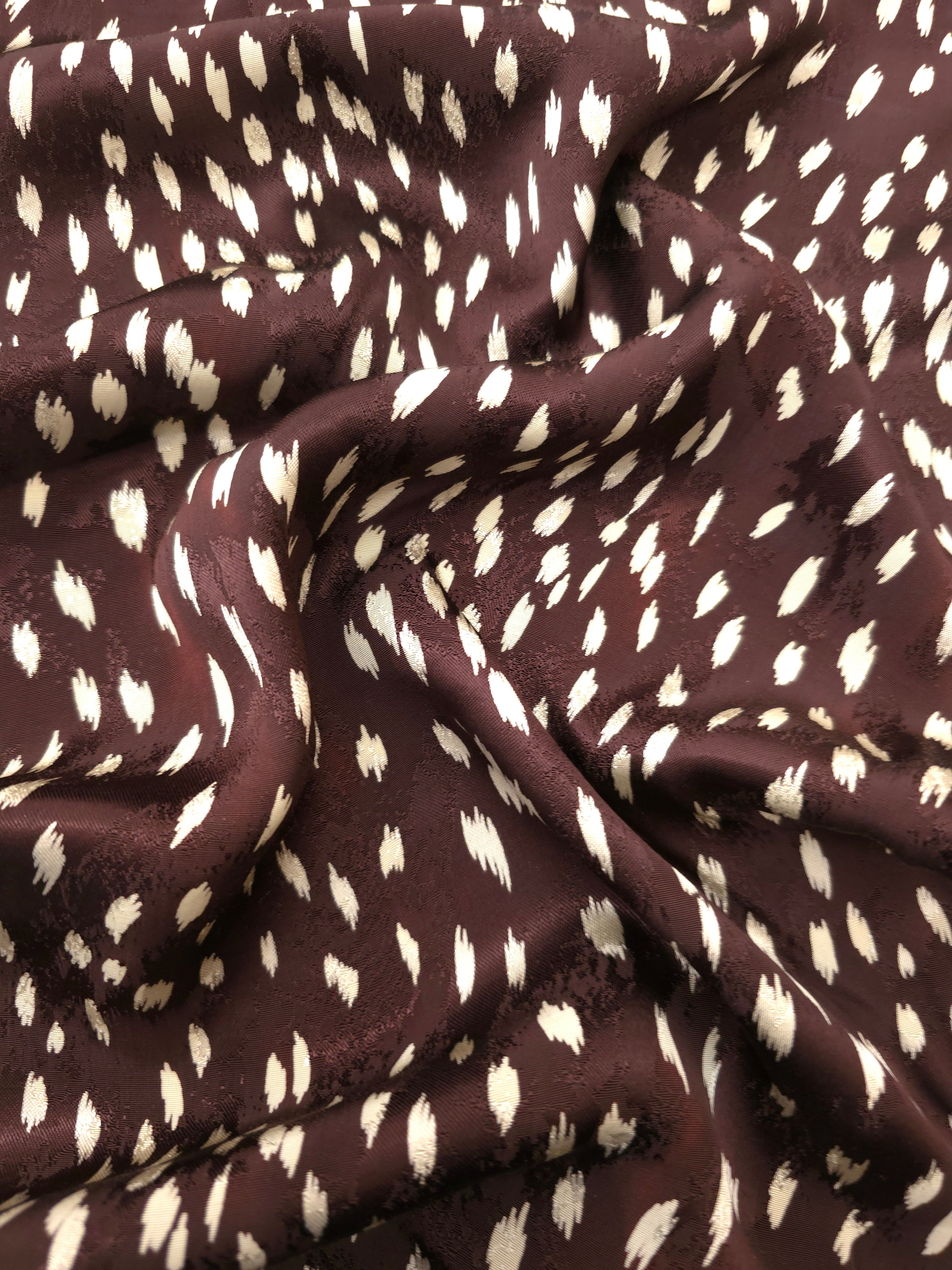 Bambi deer print Turkish rayon viscose jacquard fabric on chocolate brown base