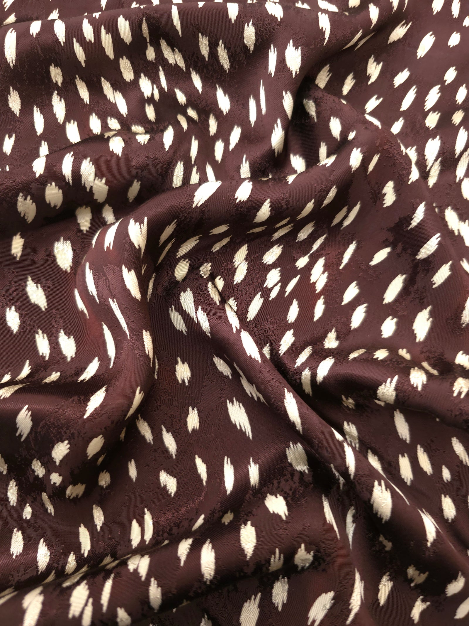 Bambi deer print Turkish rayon viscose jacquard fabric on chocolate brown base