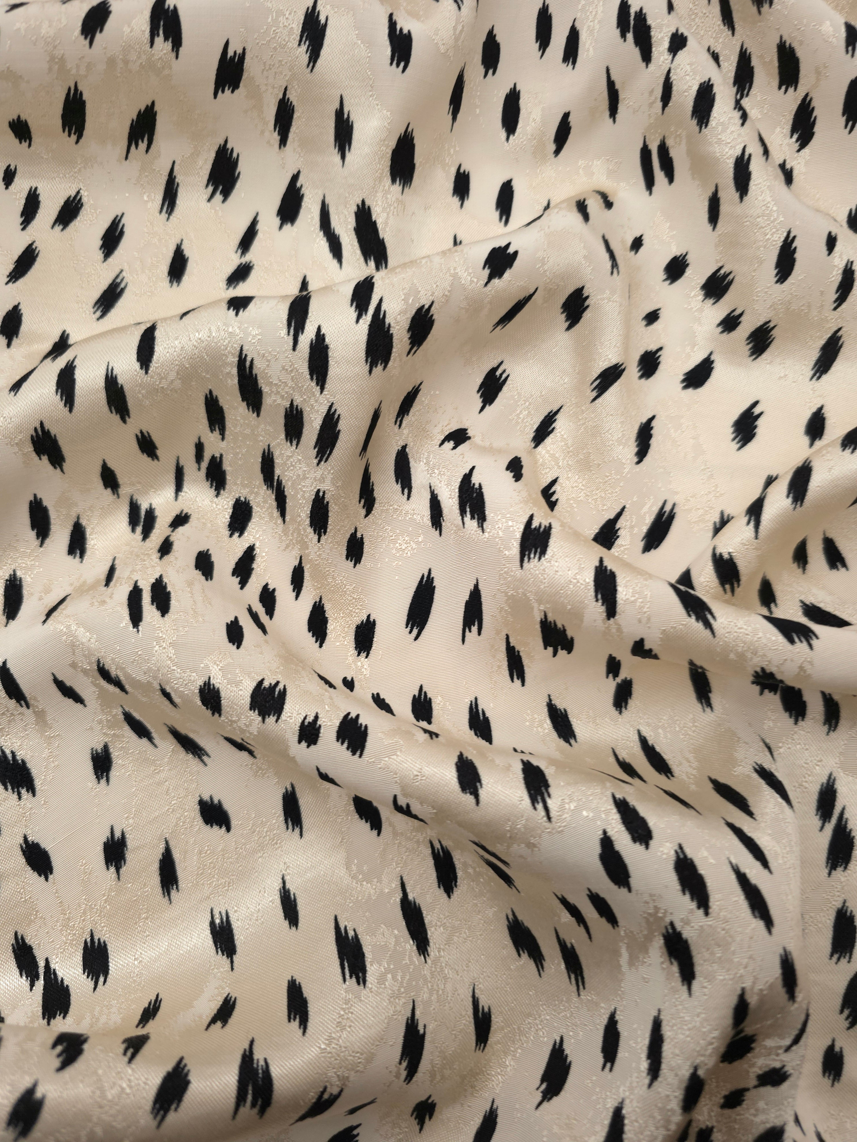Bambi deer print Turkish rayon viscose jacquard fabric on ivory base