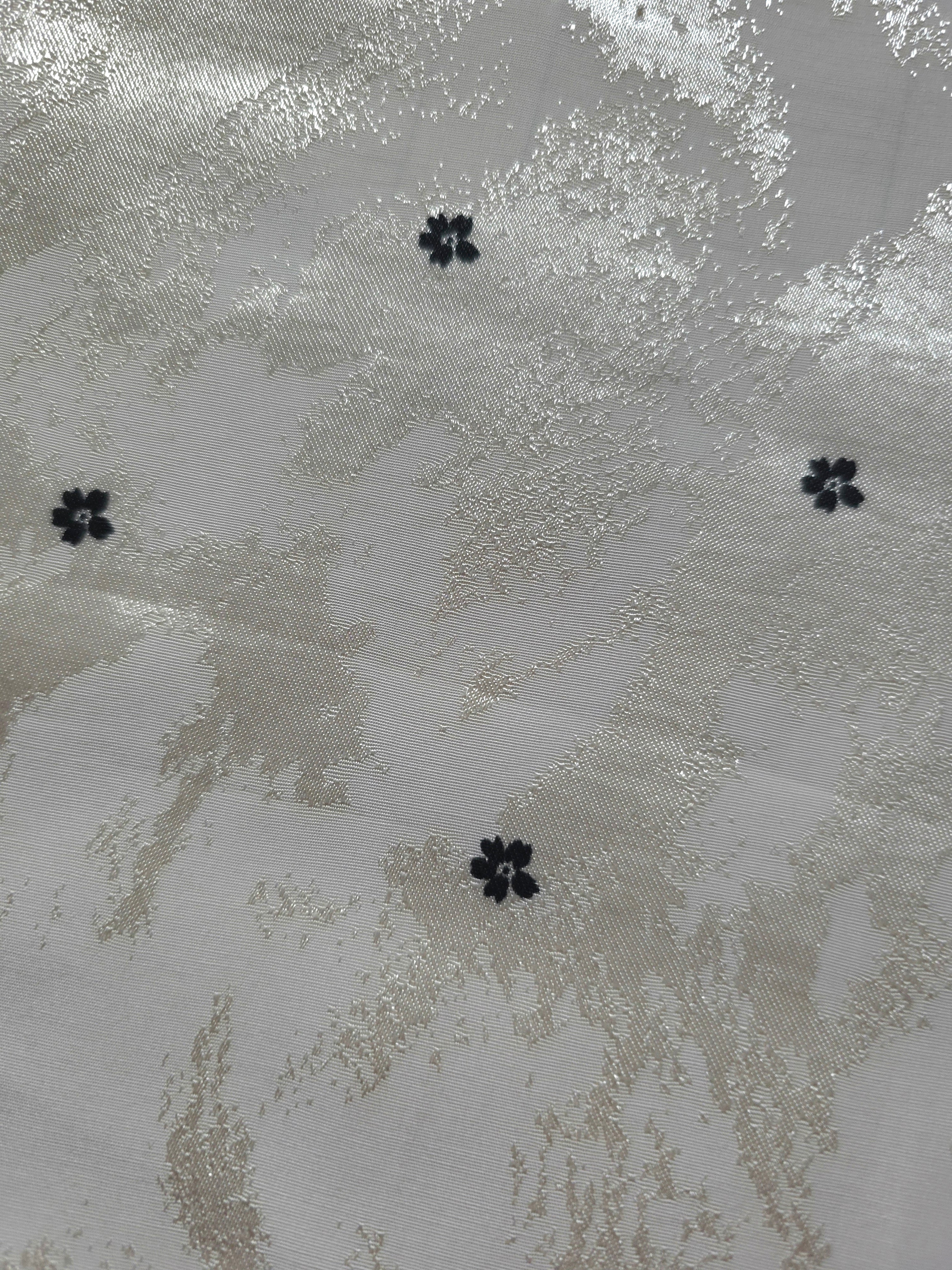 Close-up of Flower rotary print on Turkish rayon-viscose jacquard fabric