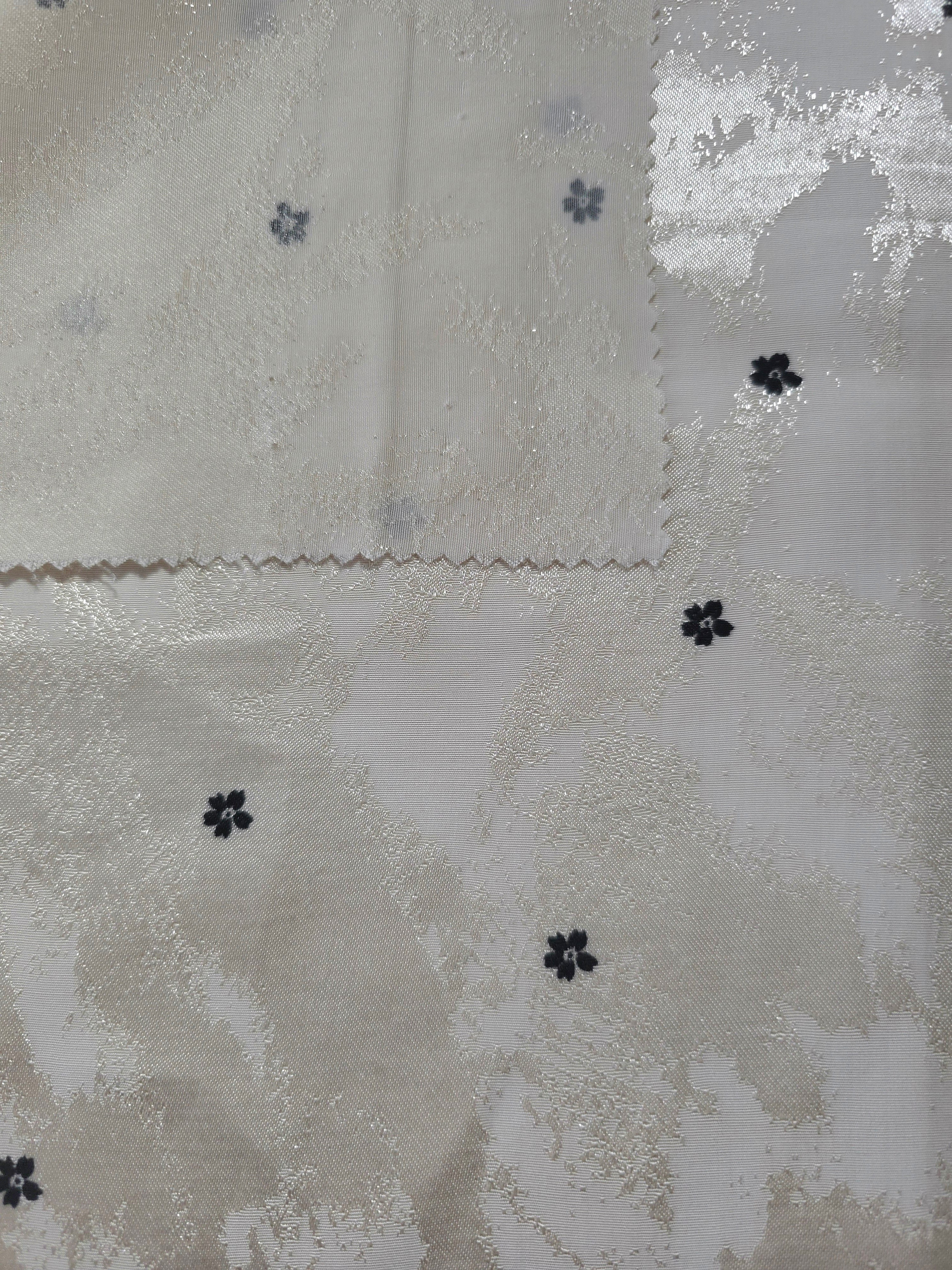 Front and back view of Flower printed rayon-viscose jacquard fabric