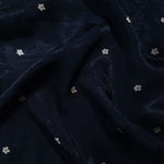 Navy blue flower print Turkish rayon viscose jacquard fabric in a wave drape