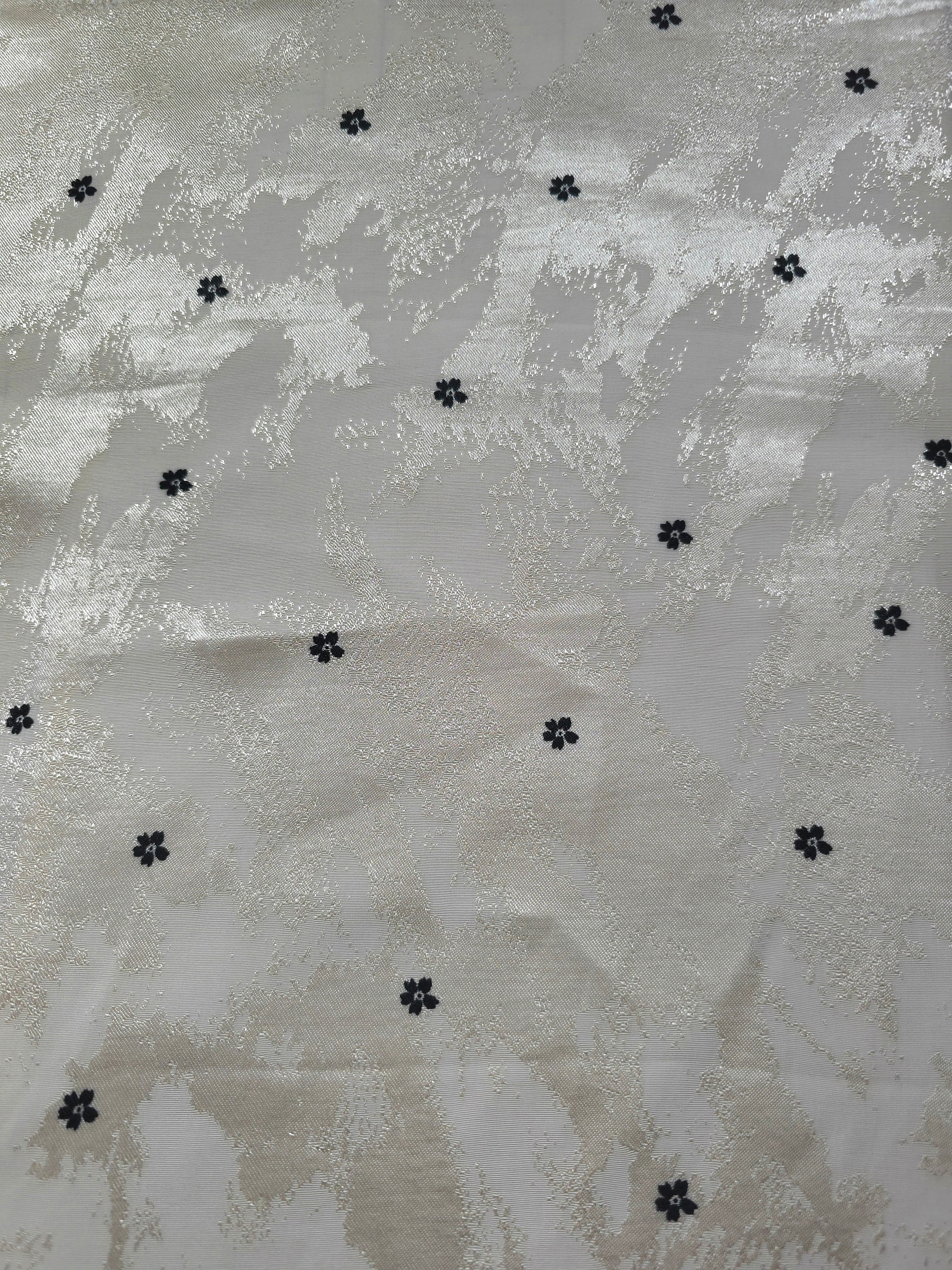 Wide view of Flower printed rayon-viscose jacquard fabric yardage