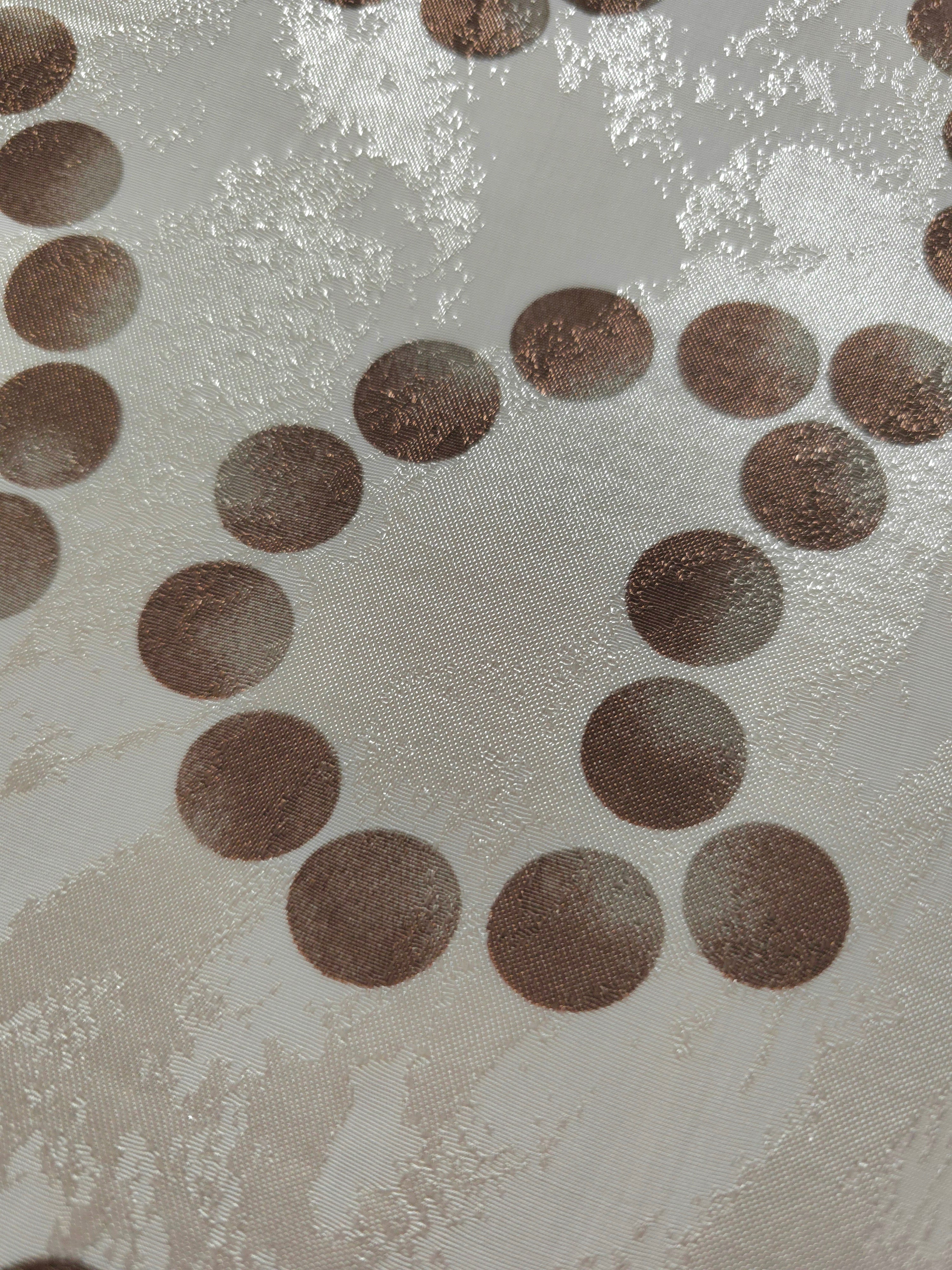 Close-up of Polka Dot Chain rotary print on Turkish rayon-viscose jacquard fabric