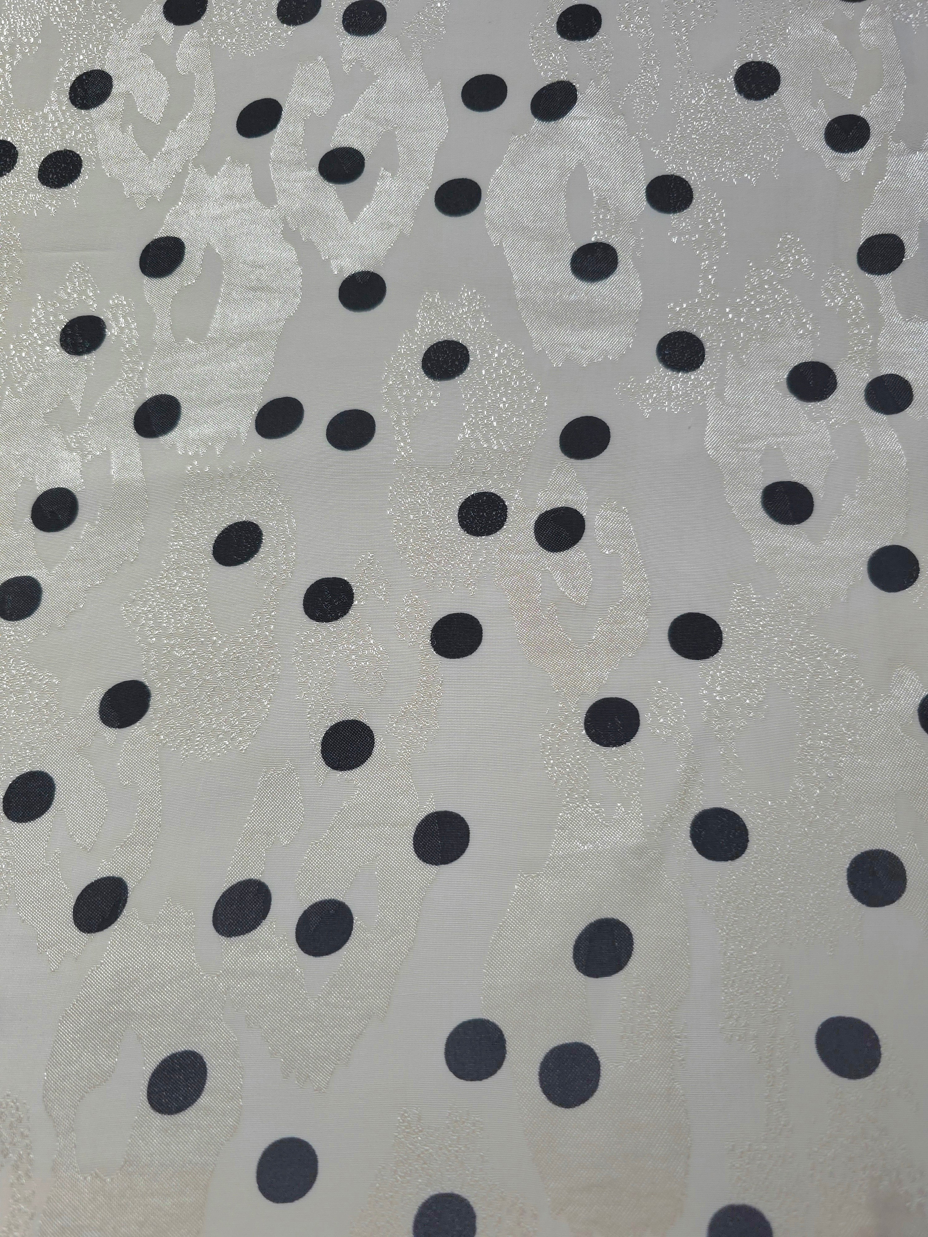 Wide view of Polka Dot printed rayon-viscose jacquard fabric yardage