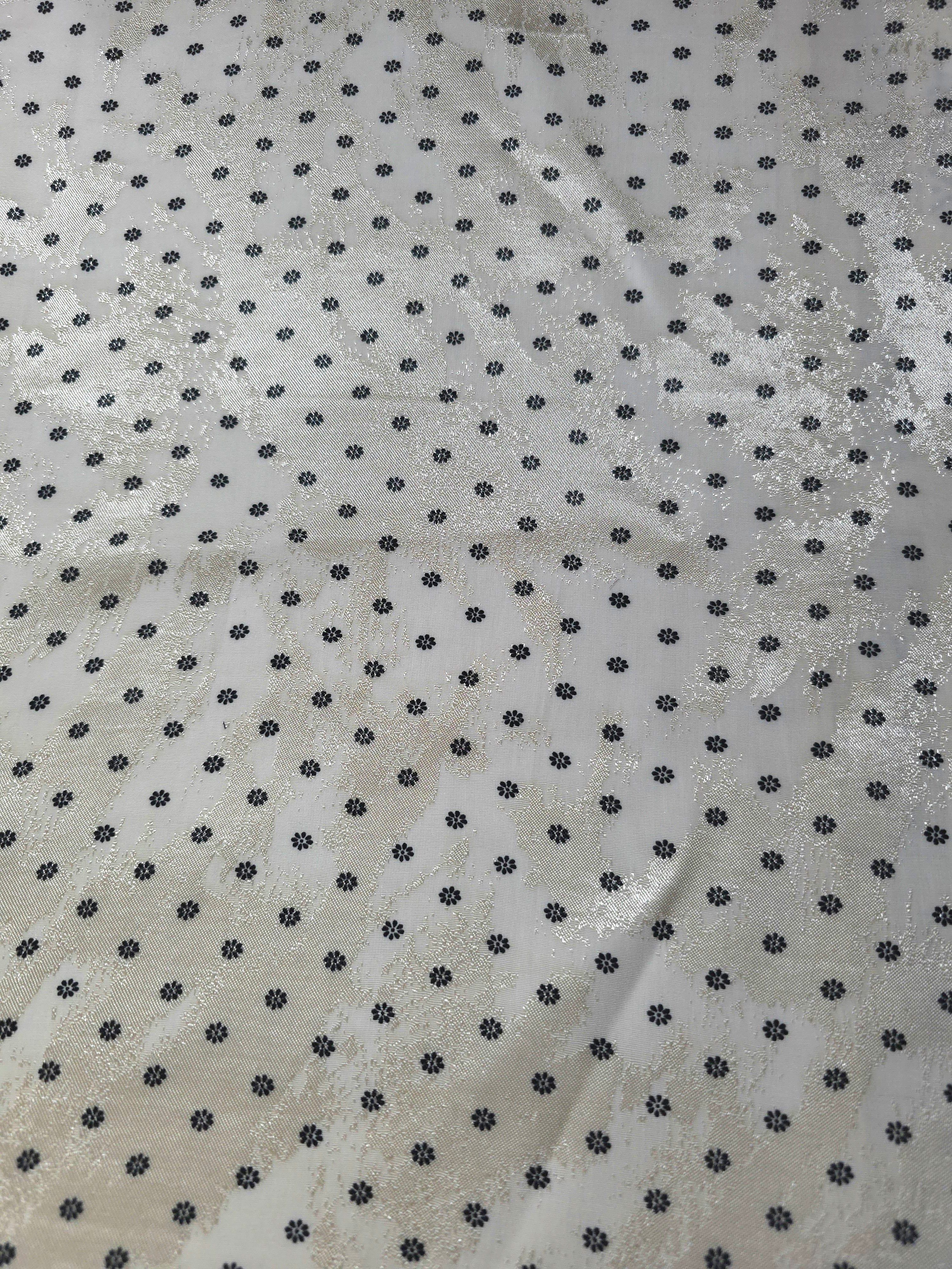 Wide view of Small Flower printed rayon-viscose jacquard fabric yardage