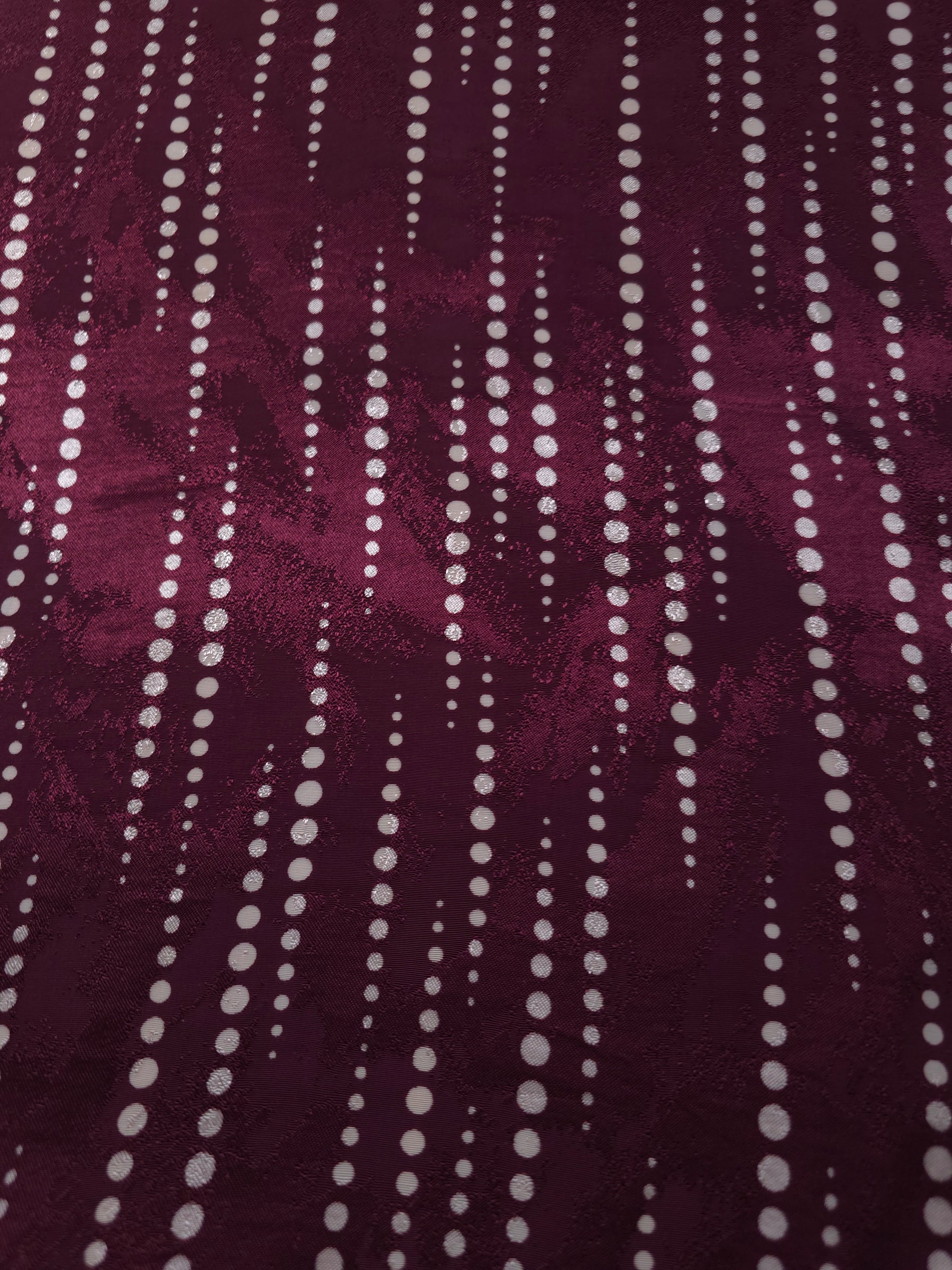 Wide view of Waterfall Polka Dot printed rayon-viscose jacquard fabric yardage
