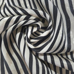 Zebra rotary print on Turkish jacquard fabric, draped showing fluid movement
