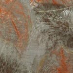 Orange botanical shadow linen-look jacquard fabric pattern overview with tonal woven leaf design.