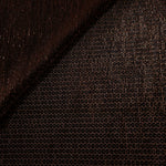 Front and back of Burnt Copper Sheer Circle Shimmer Stretch Tulle Fabric showing transparent knit structure, circle motif and stretch