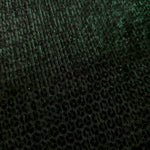 Close-up of Deep Emerald Sheer Circle Shimmer Stretch Tulle Fabric revealing the circular shimmer repeat and fine sheer mesh