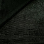 Front and back of Deep Emerald Sheer Circle Shimmer Stretch Tulle Fabric showing transparent knit structure, circle motif and stretch