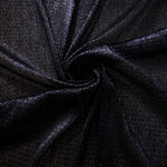 Draped Midnight Indigo Sheer Circle Shimmer Stretch Tulle Fabric showing reflective round motifs across soft fluid folds