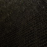 Close-up of Olive Gold Sheer Circle Shimmer Stretch Tulle Fabric revealing the circular shimmer repeat and fine sheer mesh