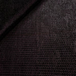 Front and back of Plum Violet Sheer Circle Shimmer Stretch Tulle Fabric showing transparent knit structure, circle motif and stretch