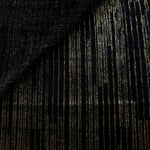 Jet Black Sheer Metallic Shimmer Stretch Tulle Fabric shown front and back, revealing reflective metallic shimmer, translucent mesh structure and flexible stretch for layered garments, costumes and dancewear