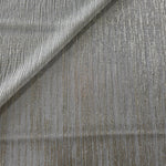 Silver Gray Sheer Metallic Shimmer Stretch Tulle Fabric shown front and back, revealing reflective metallic shimmer, translucent mesh structure and flexible stretch for layered garments, costumes and dancewear