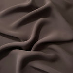 Long draped folds of Dark Cocoa Taupe Korean crepe showing opaque coverage for abayas, dresses and modest wear