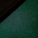 Soft fold of Deep Emerald Green metallic foiled spandex highlighting reflective sheen and supple movement for dresses and stagewear