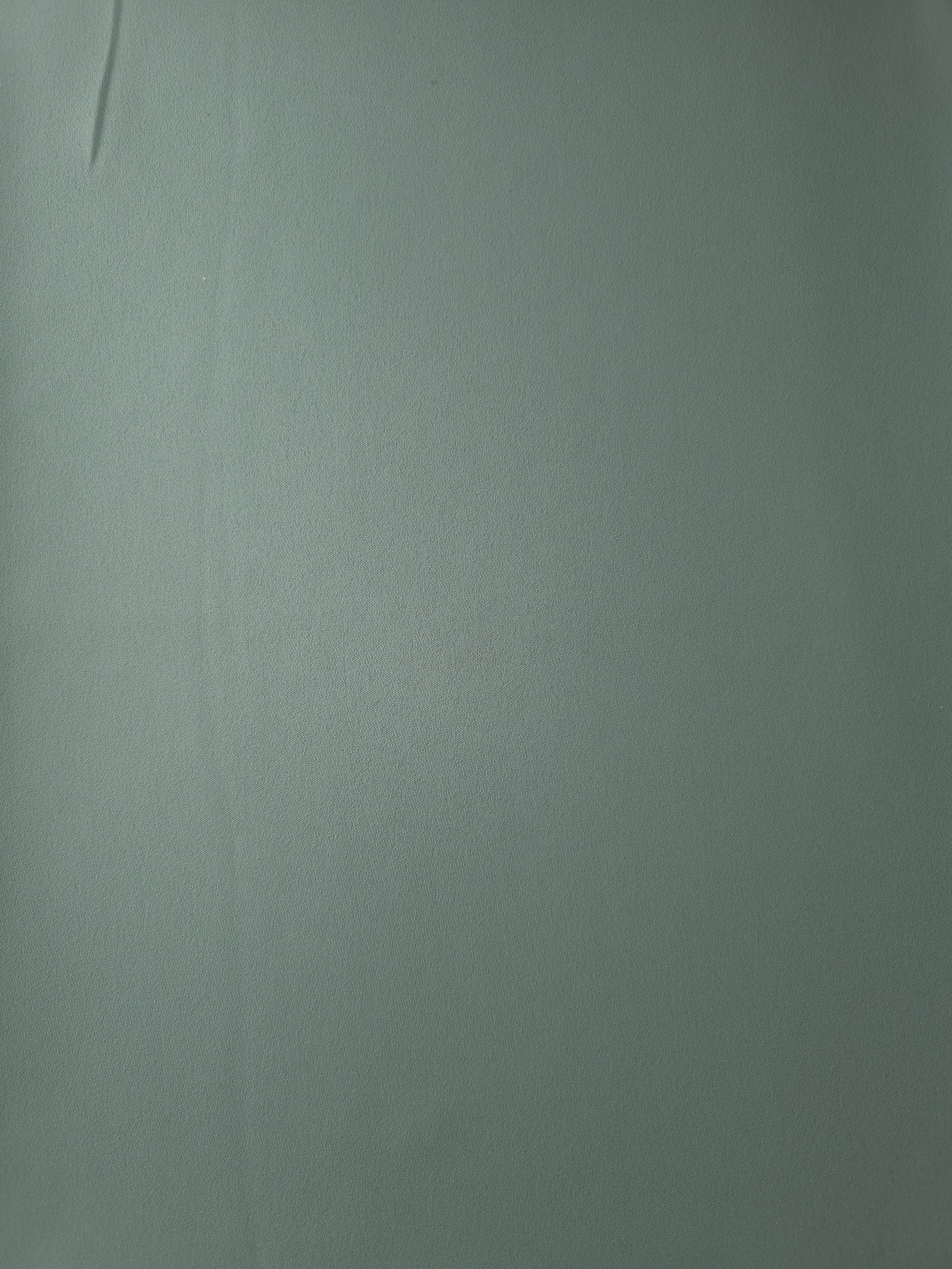 Dusty Eucalyptus Green 205 GSM Korean polyester crepe shown flat, an opaque woven dress fabric with a silky-soft finish