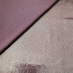 Dusty Mauve Gray shimmer spandex in a soft fold, showing metallic foil sheen and flexible drape for tops, skirts and costumes
