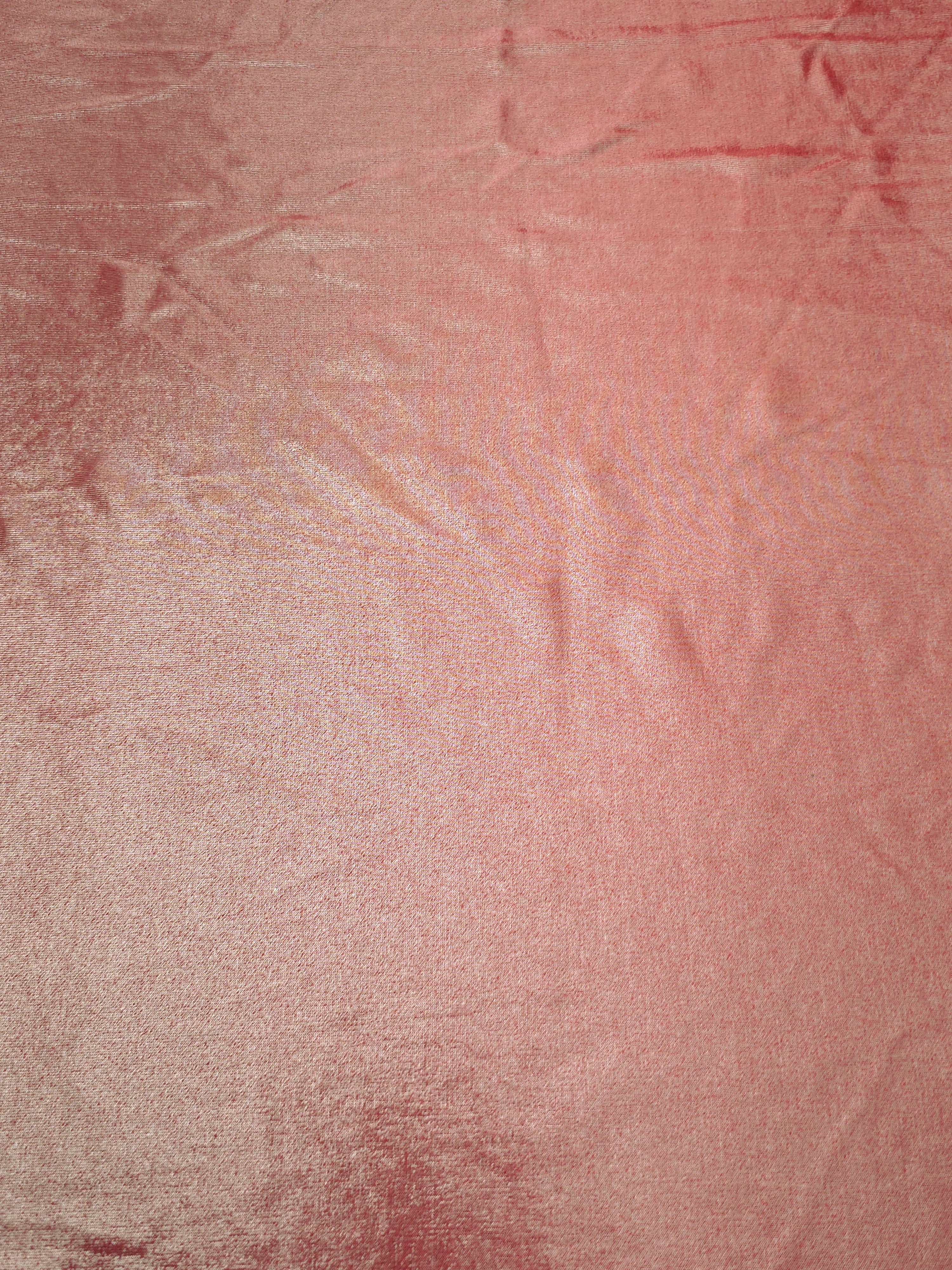Flat Dusty Peach Pink foiled stretch fabric with bright metallic reflection, ideal for performancewear, evening pieces and creative sewing