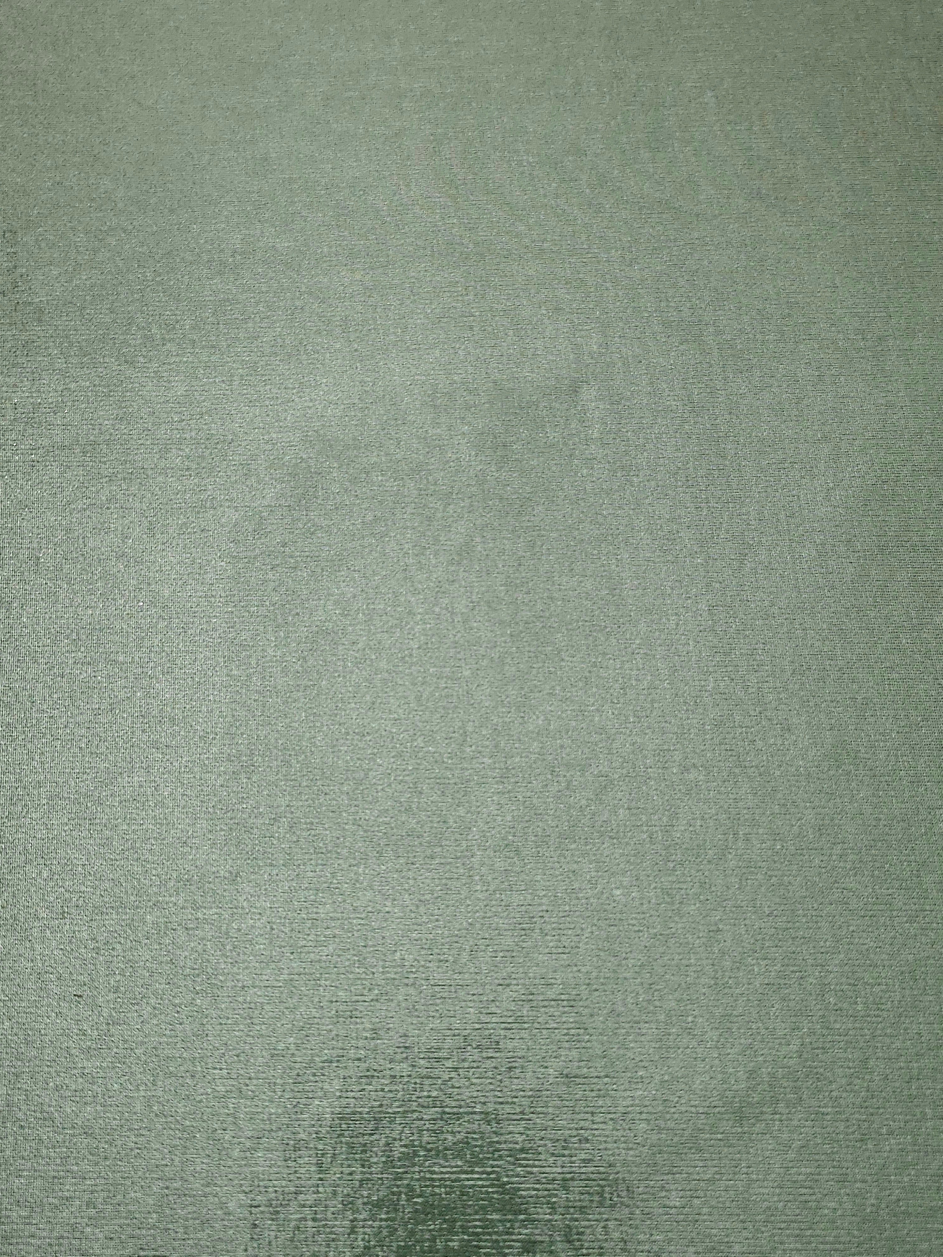 Dusty Sage Green metallic foiled spandex shown flat, reflective stretch fabric for dancewear, eveningwear and statement garments