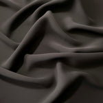 Espresso Taupe polyester crepe in long draped folds, showing flowing coverage for abayas and modest fashion
