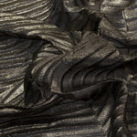 Italian Chiffon Abstract Pleats Gold Black - Hiba Fabrics