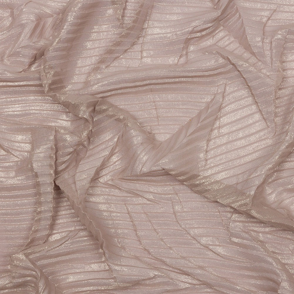 Italian Chiffon with Abstract Pleats | Gold on Mauve