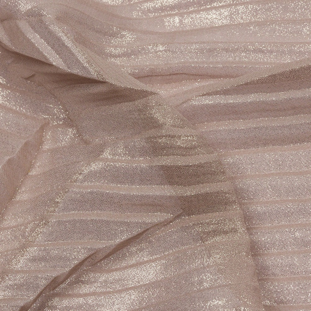 Italian Chiffon Abstract Pleats Gold Mauve - Hiba Fabrics