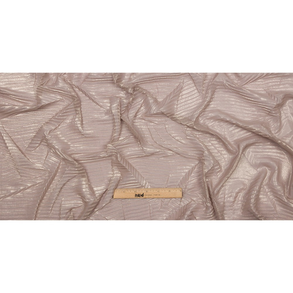 Italian Chiffon with Abstract Pleats | Gold on Mauve