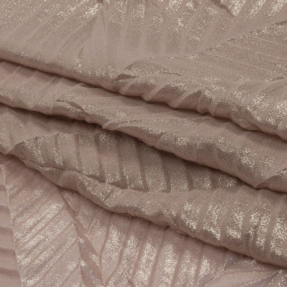 Italian Chiffon with Abstract Pleats | Gold on Mauve