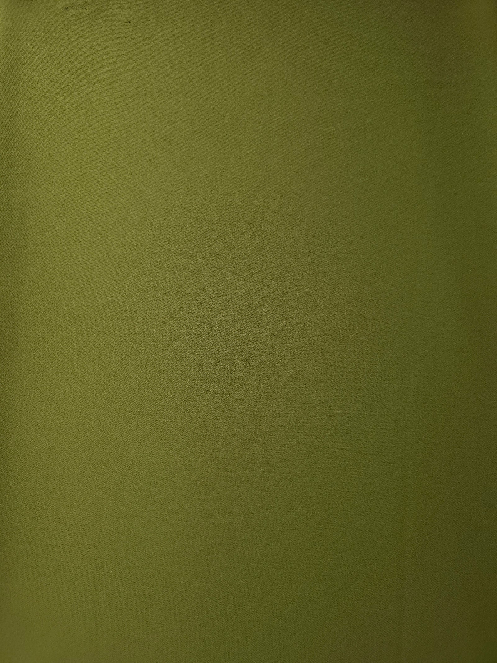Flat view of Khaki Olive Green Korean polyester crepe, 205 GSM opaque dressmaking fabric with a smooth woven surface