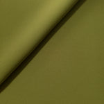 Soft fold of Khaki Olive Green opaque polyester crepe showing fluid dressmaking drape for dresses and skirts