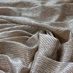 Moonlight gold sheer shimmer stretch tulle fabric with silver square foil accents
