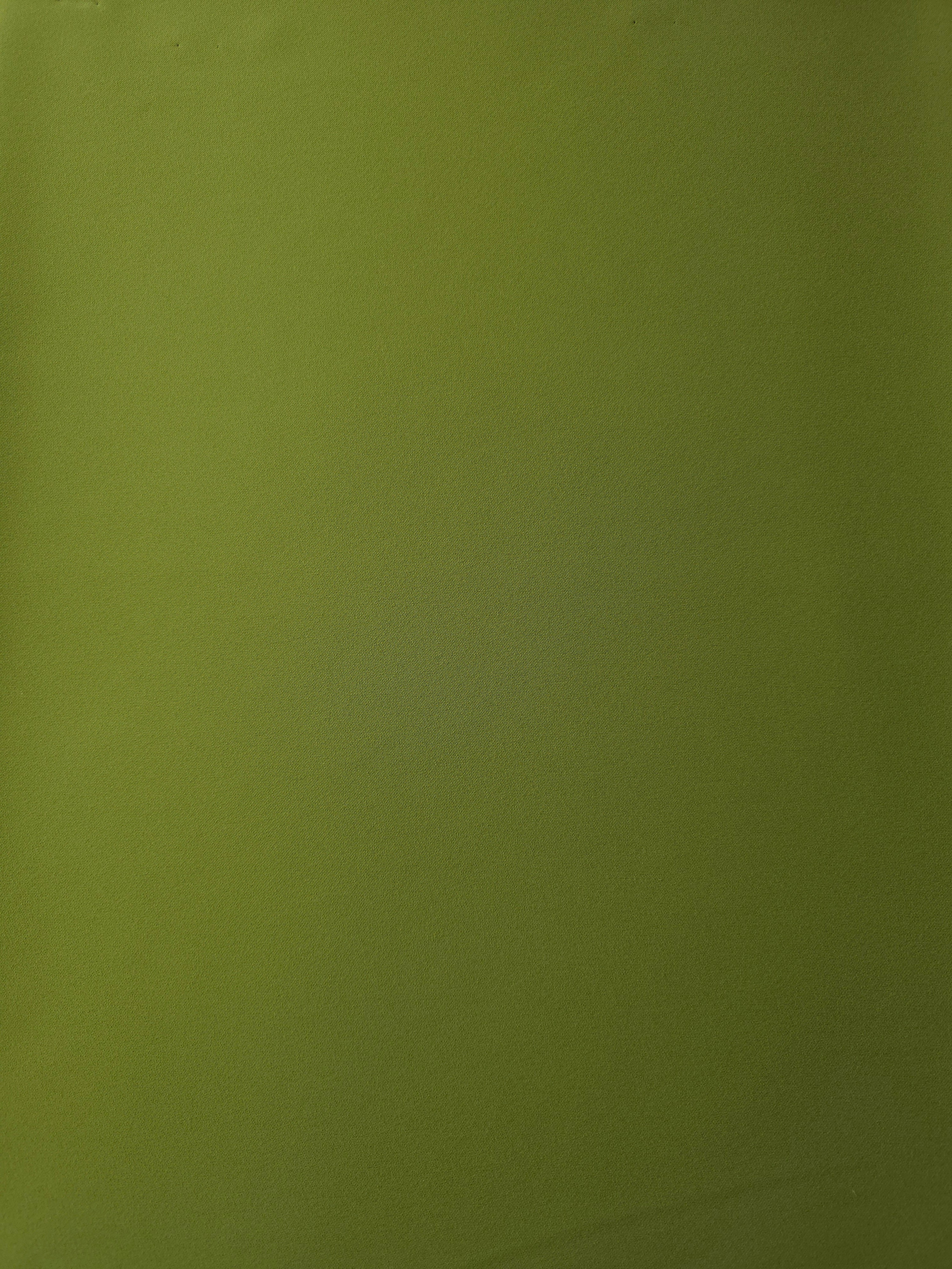 Moss Green Korean crepe fabric shown flat, 205 GSM opaque polyester with a smooth surface and silky-soft hand