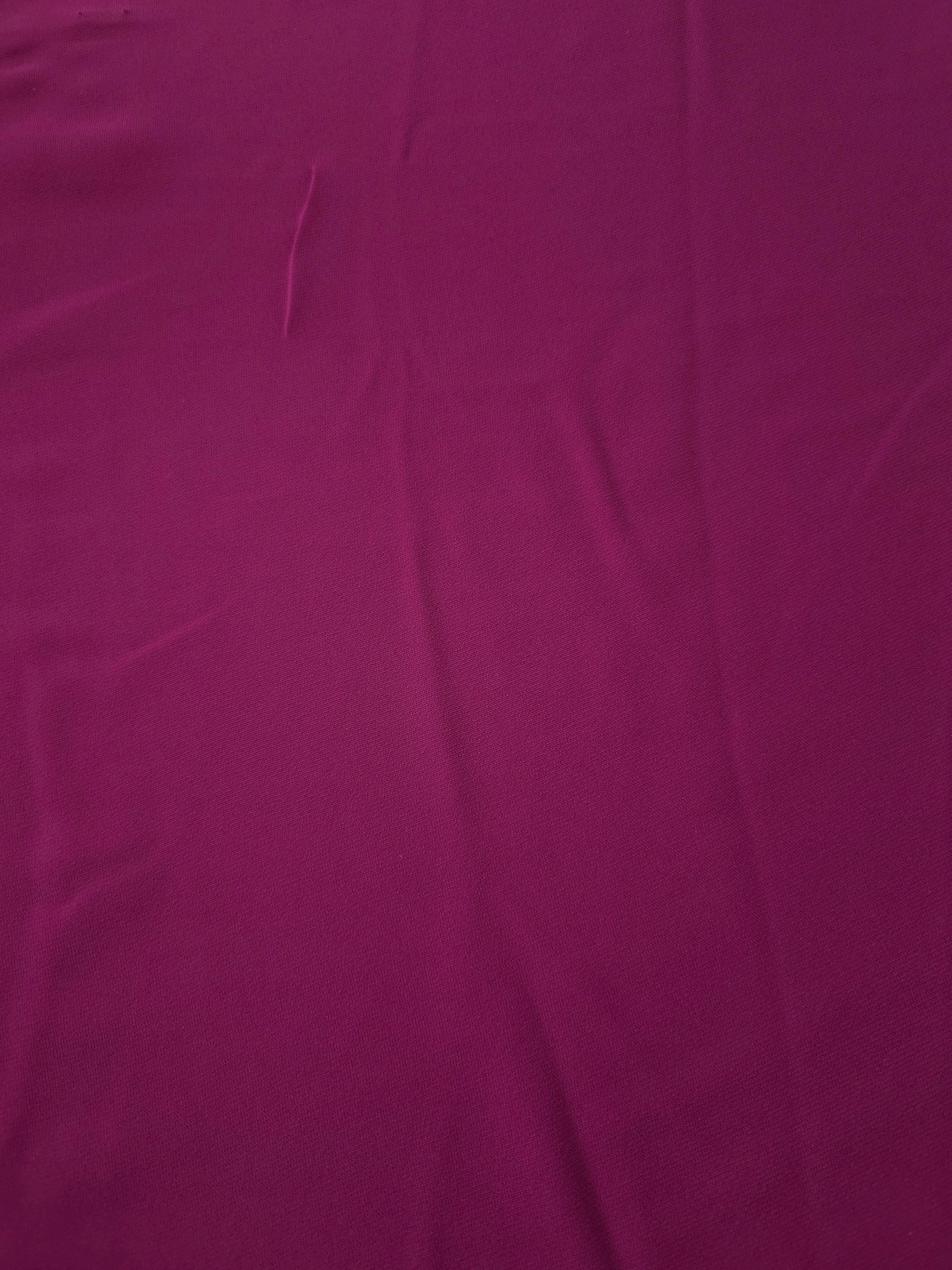 Mulberry Purple 205 GSM Korean polyester crepe shown flat, an opaque woven dress fabric with a silky-soft finish