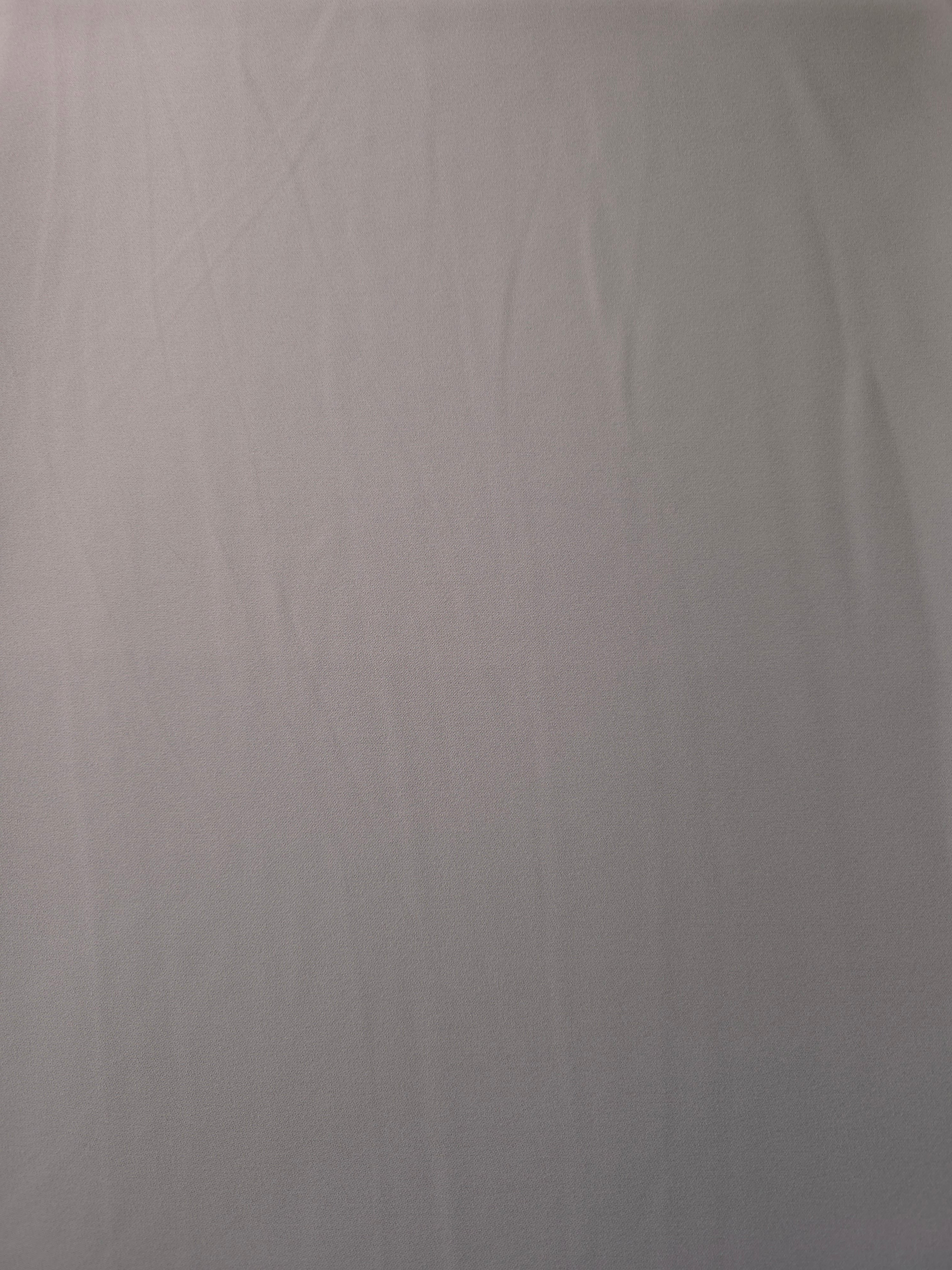 Mushroom Greige 205 GSM Korean polyester crepe shown flat, an opaque smooth woven dress fabric with a silky-soft finish