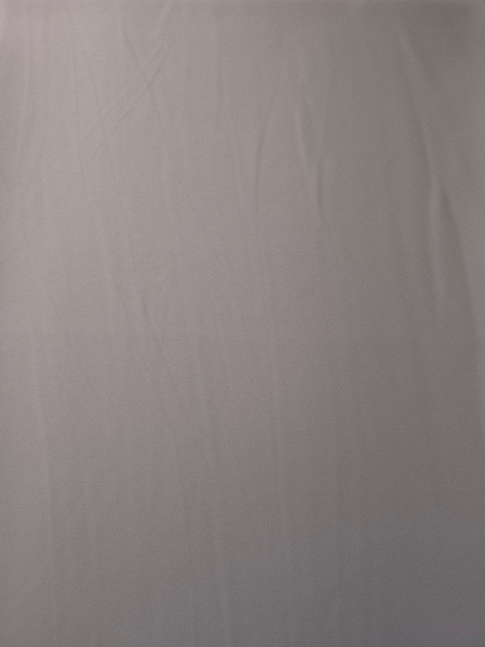 Mushroom Greige 205 GSM Korean polyester crepe shown flat, an opaque smooth woven dress fabric with a silky-soft finish