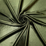 Spiraled Olive Green shimmer spandex fabric showing reflective movement for evening dresses, costumes and performance apparel