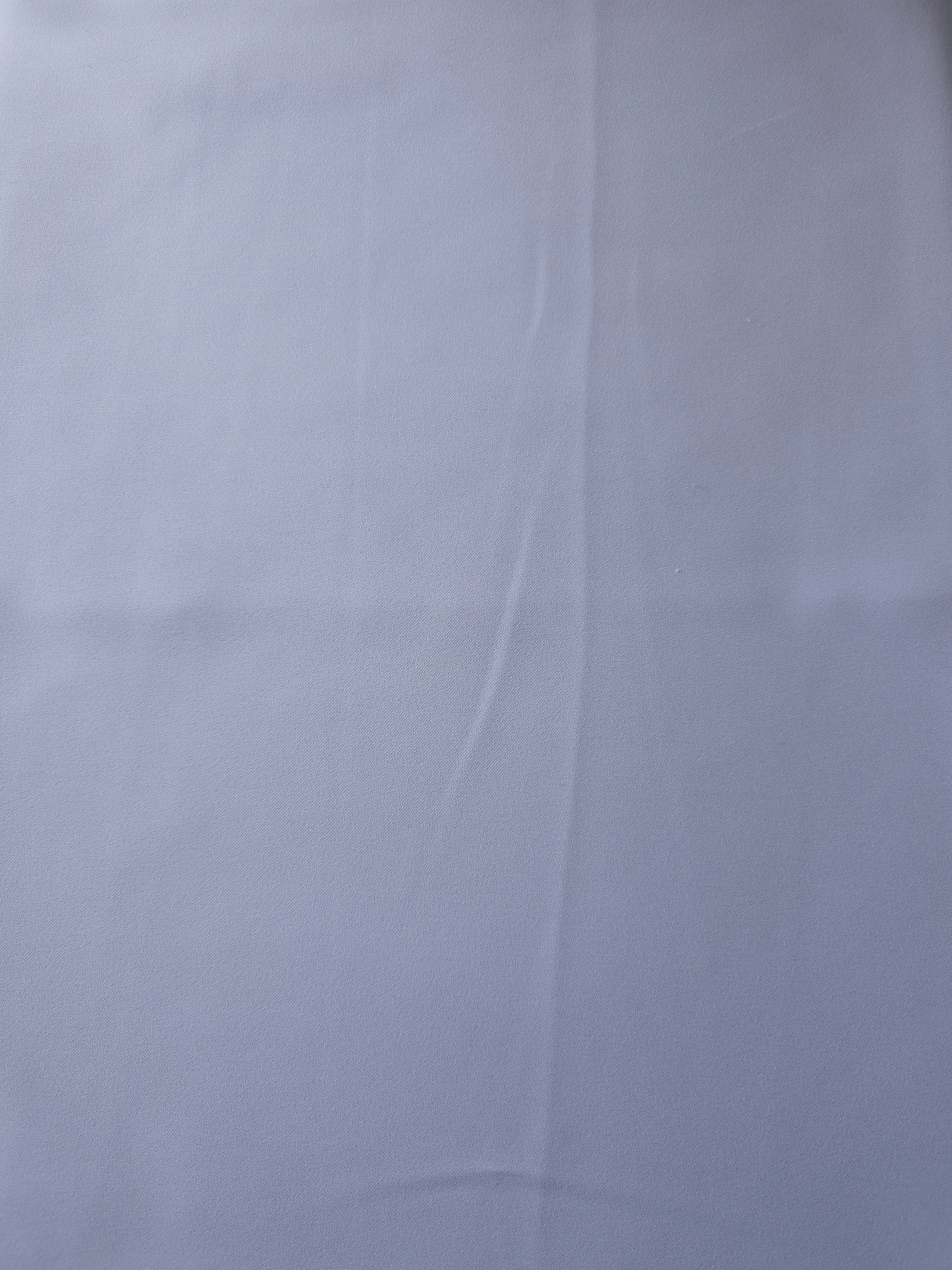 Periwinkle Blue opaque Korean polyester crepe shown flat, 205 GSM smooth woven fabric for dressmaking