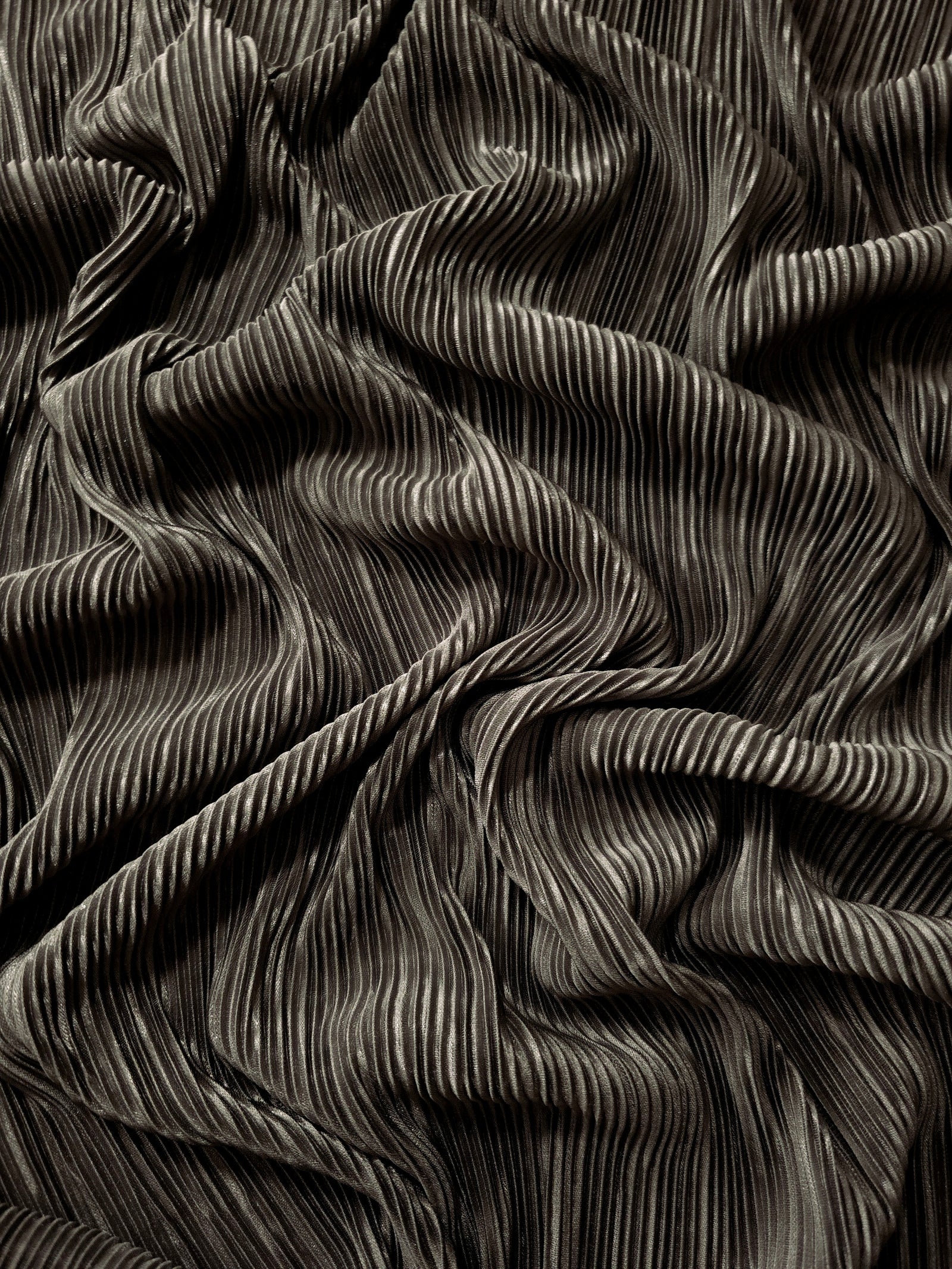 Micro Pleated Stretch Bodre Satin Fabric