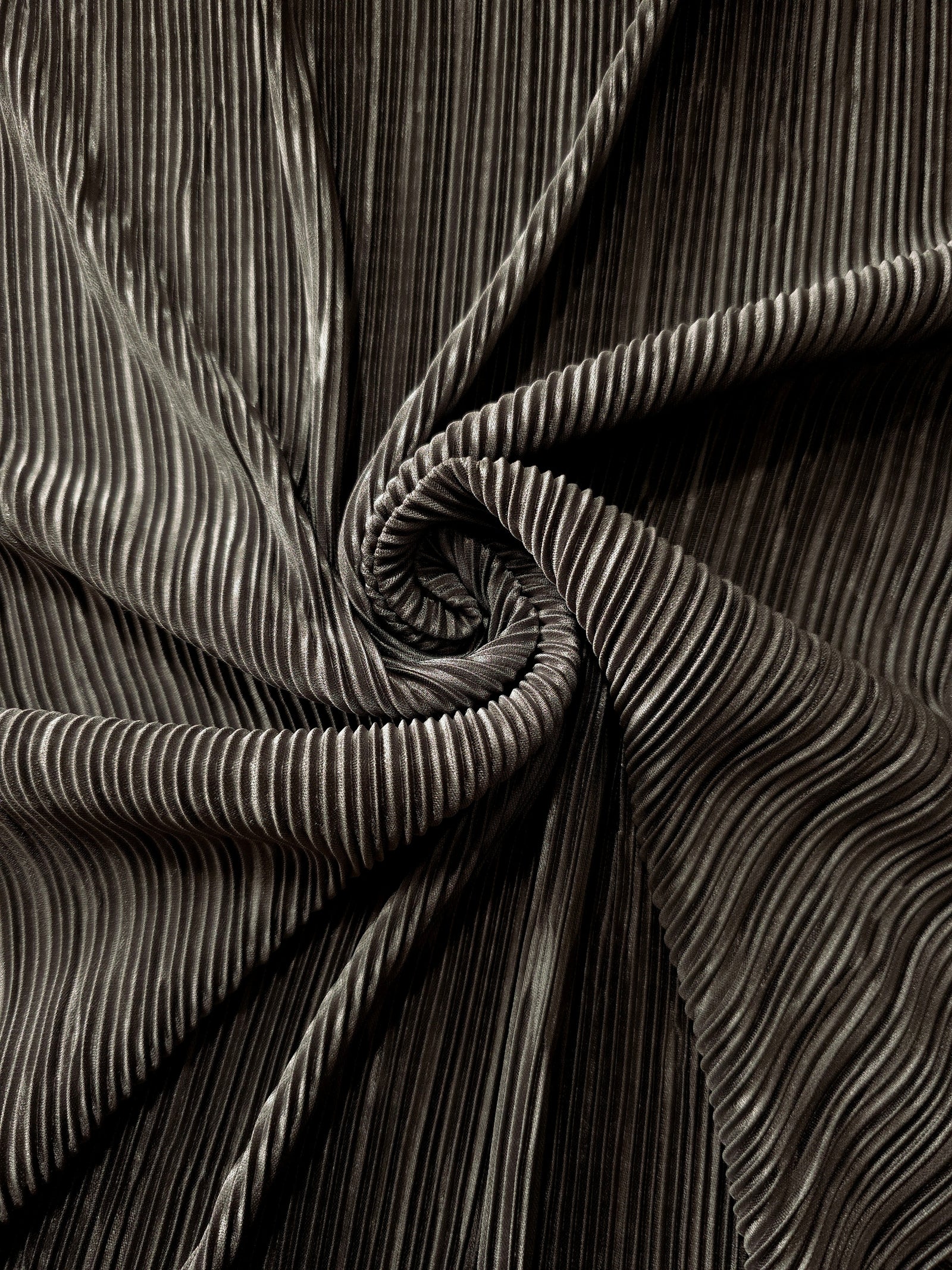 Micro Pleated Stretch Bodre Satin Fabric