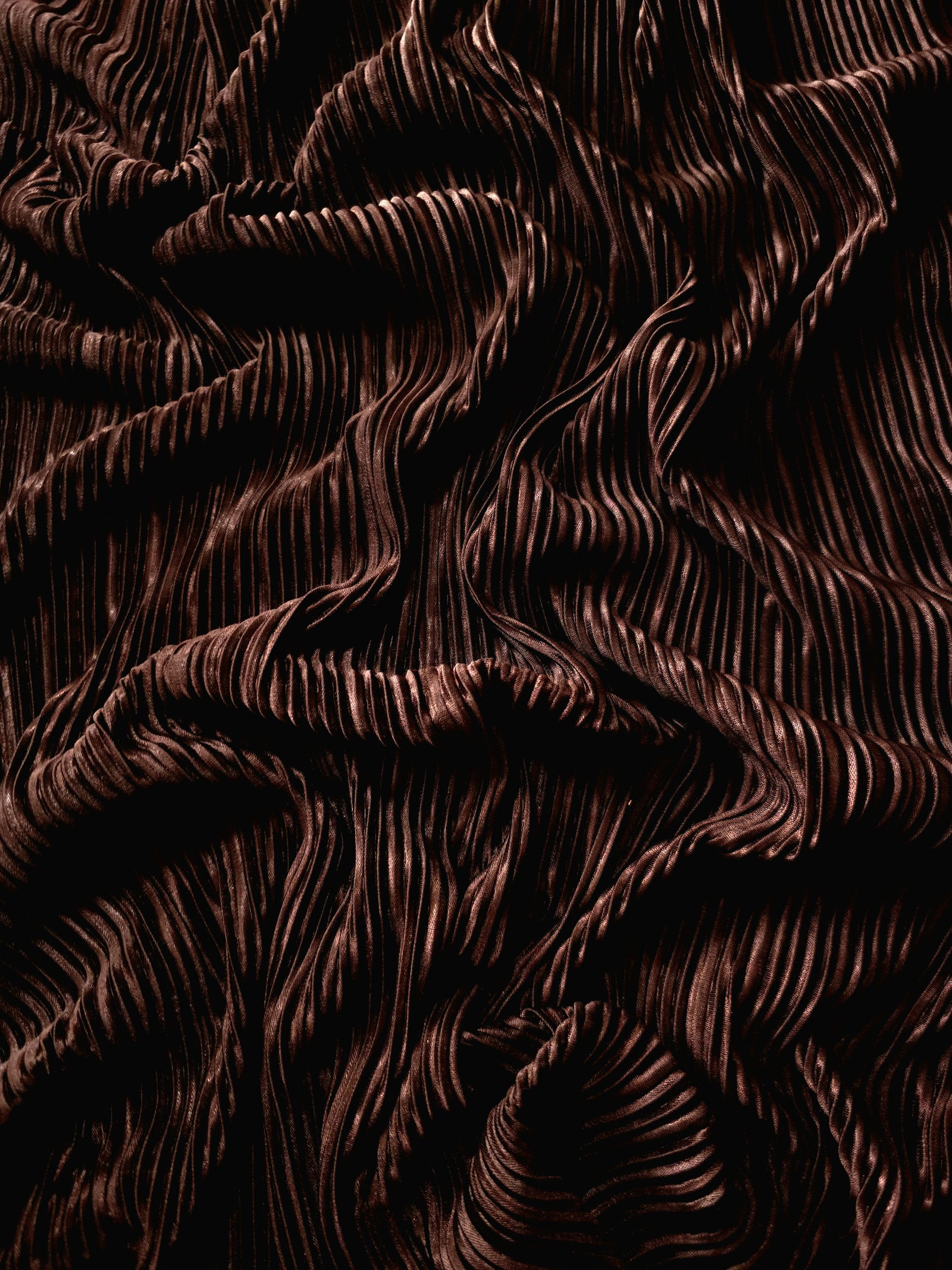 Micro Pleated Stretch Bodre Satin Fabric